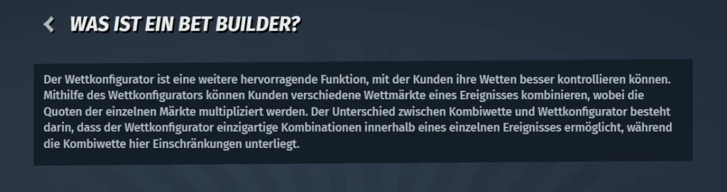 Hilfebereich von AllySpin mit Hinweisen zu Wettbaukasten und Sportwetten